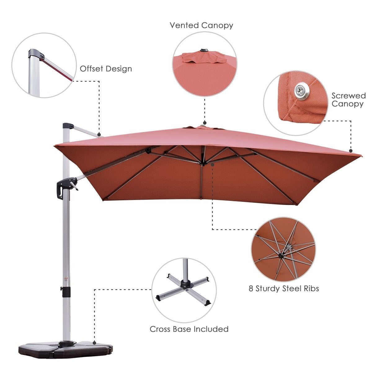 10ft Square Patio Umbrella - Brick Red