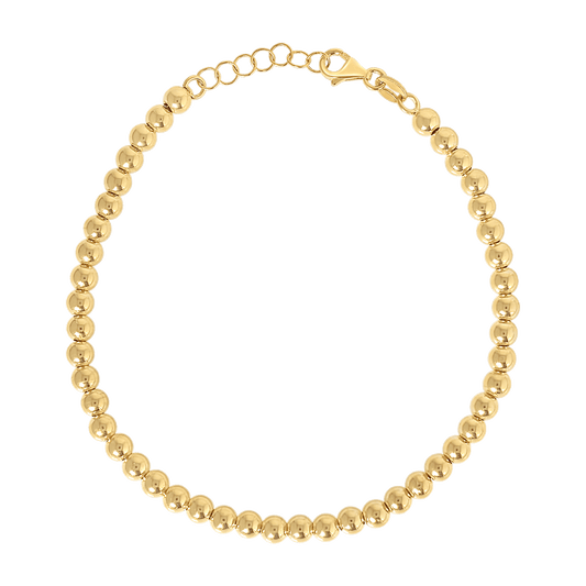 14K Gold 4mm Ball Bead Bracelet