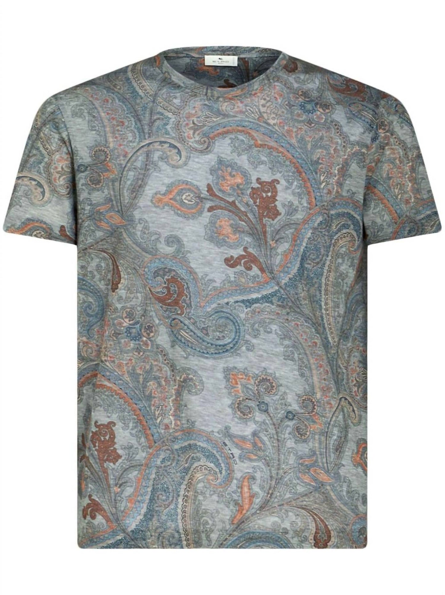 Unisex Paisley Print Short Sleeve Shirt In Grey