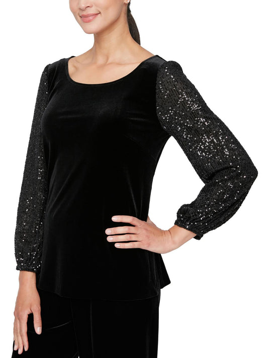 Womens Velvet Sequined Blouse