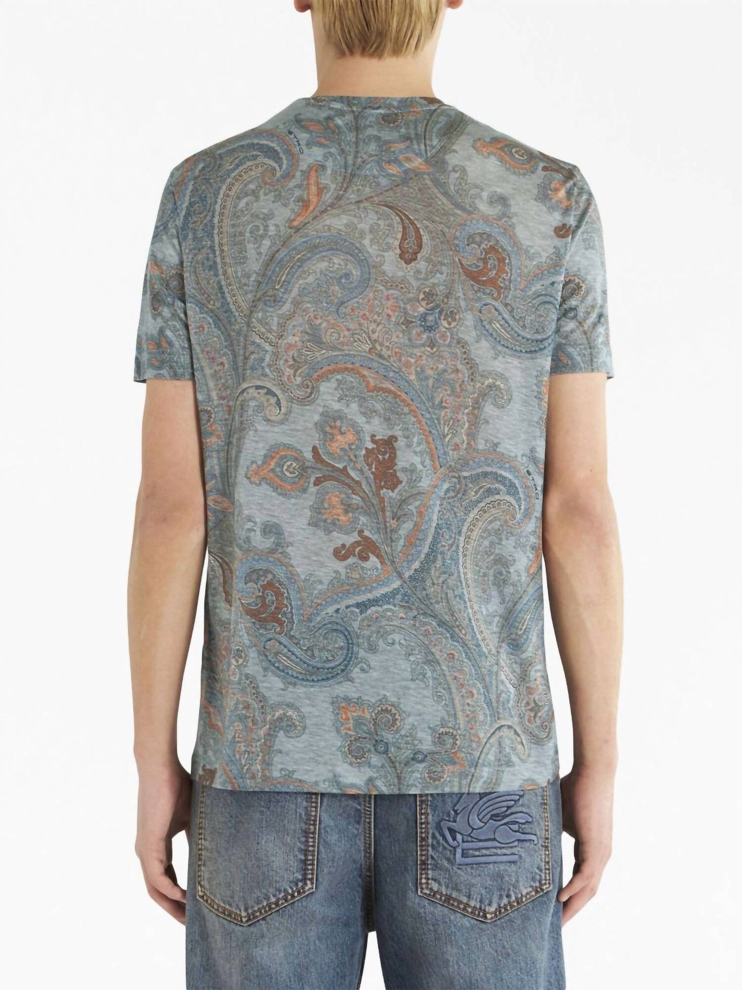 Unisex Paisley Print Short Sleeve Shirt In Grey