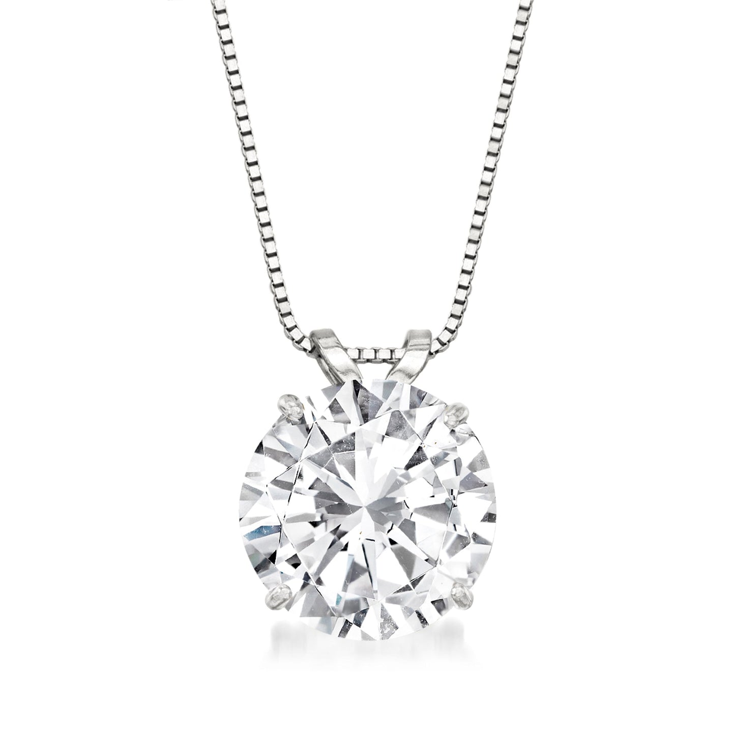 Ross-Simons CZ Solitaire Necklace in 14kt White Gold