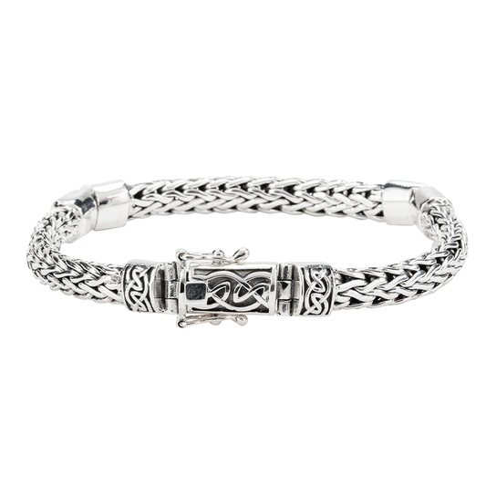 Sterling Silver Dragon Weave Hinged Bracelet