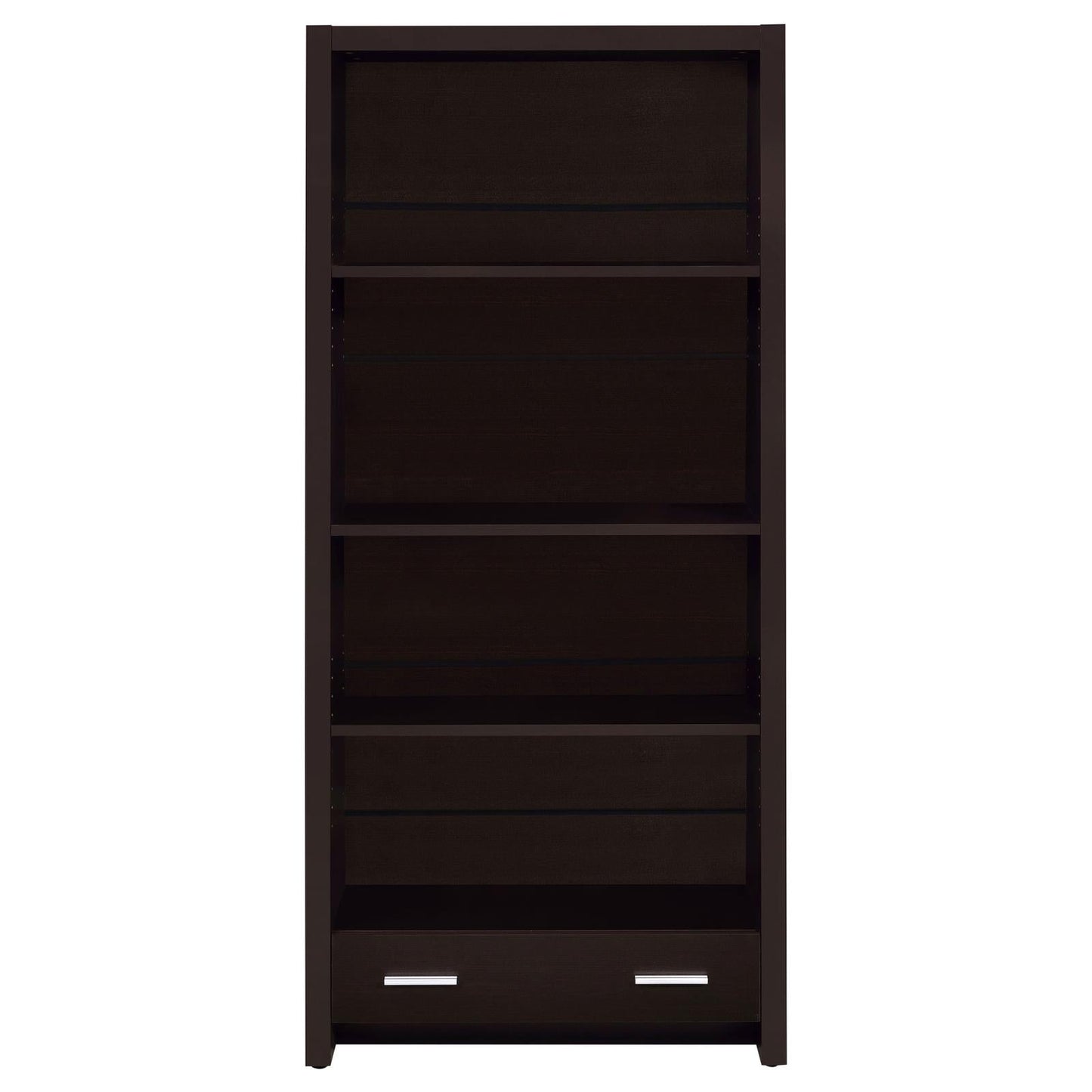 Skylar Cappuccino 5-Shelf Bookcase with Storage Drawer